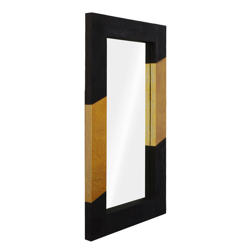 Scorched Mirror Rectangle Black And Gold Leaf