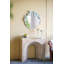Console sculpturale arquée 32,3 x 14,2 x 29,9 po avec finition faux travertin