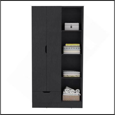 Armoire Dover, chambre à coucher, noir