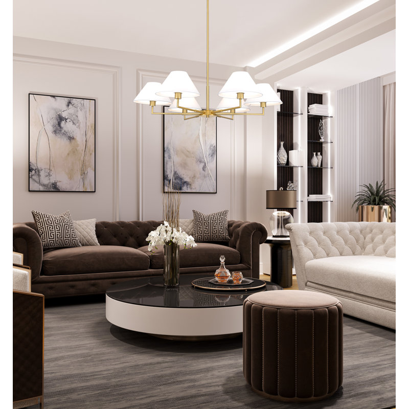 Ryckman 6 - Light Steel Dimmable Classic / Traditional Chandelier, Gold