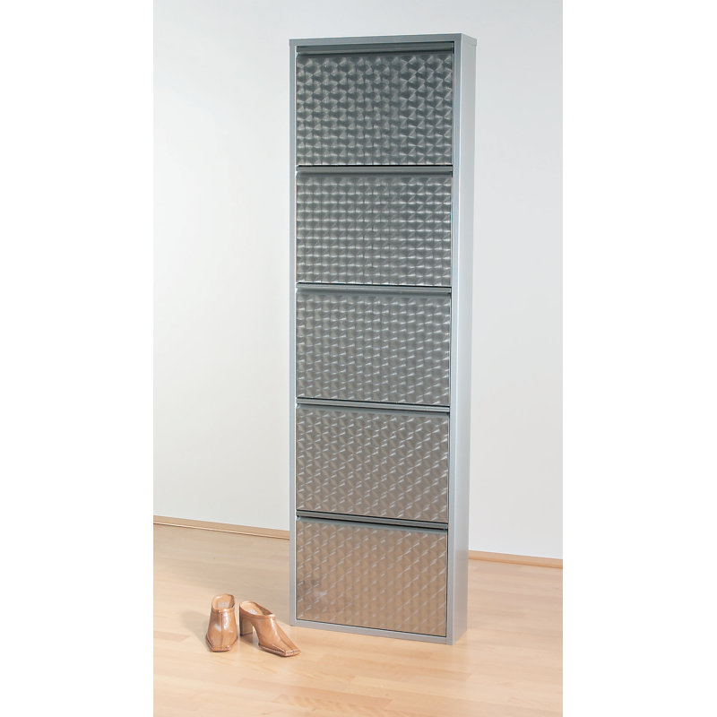 Caruso Shoe Cabinet for 10 pairs of shoes, Silver