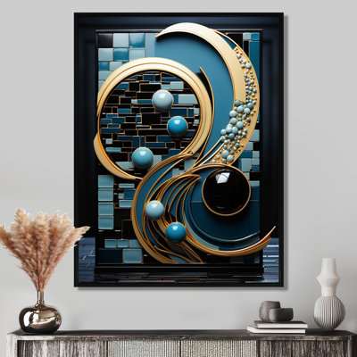 Circular Light Blue Contemporary Art Nouveau - Geometric Wall Art