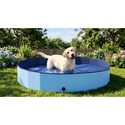 Heavy Duty Foldable Dog Pet Bath Pool, 77 Inches, Non-Slip Kiddie Pool, Plastic Wading Pool for Puppies to Large Dogs, Indoor/Outdoor Pet Bathtub