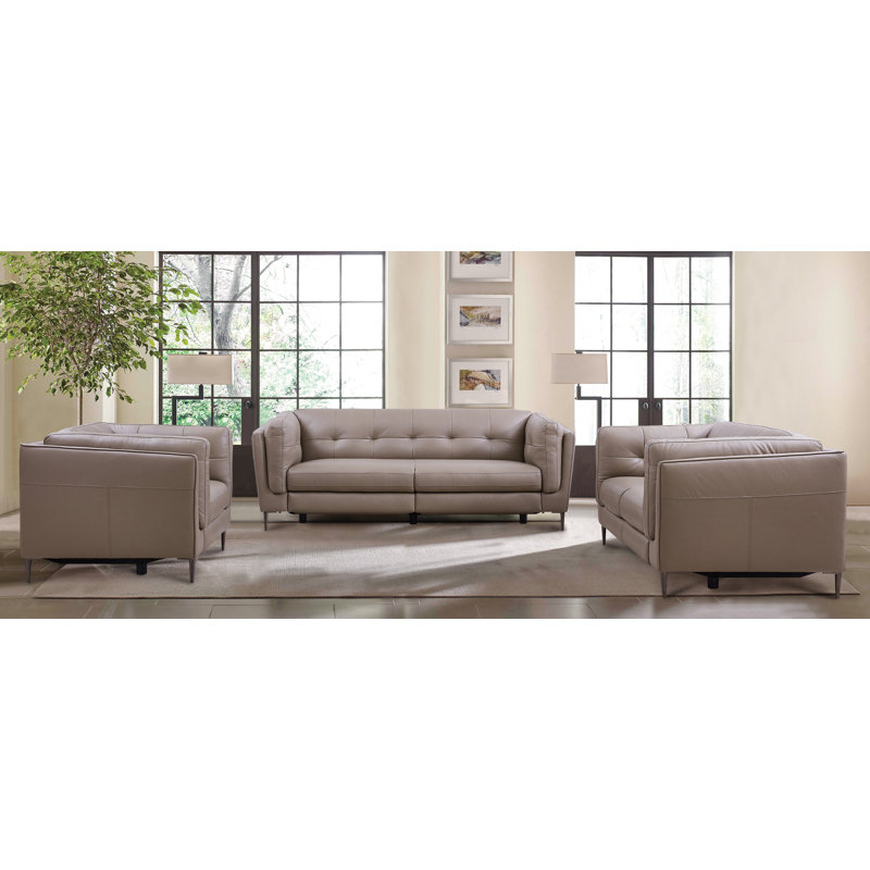Ensemble de salon configurable inclinable en cuir primrose