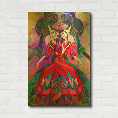 «Twin Dances» par Ata Alishahi, art mural en métal doré, 24 po x 36 po