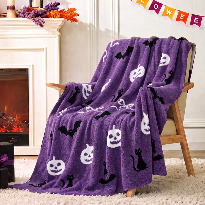 Jeté de lit Snuggle Sac Autumn Halloween, Rayures mauves