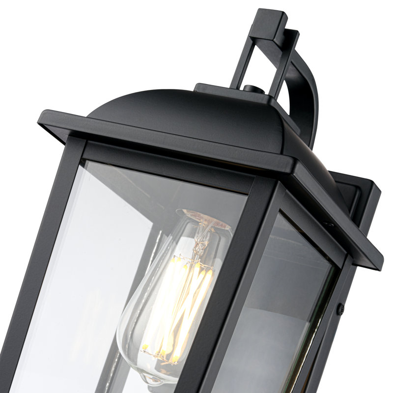 Lanterne murale d'extérieur 1 lumière de 17 po Houston - Noir thermolaqué