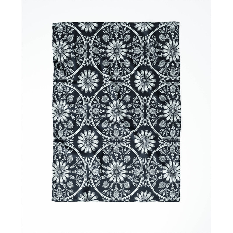 Daisy Tile Ultra Plush Velveteen Fleece Blanket, Charcoal, 60" L x 50" W