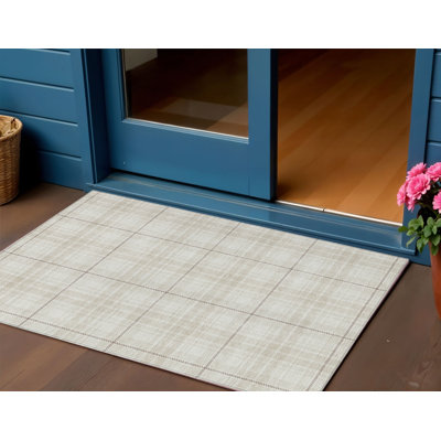 Tapis d'intérieur lavable à carreaux beige ivoire 3 pi x 5 pi
