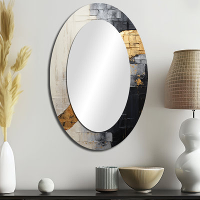 Gris gris or minimalisme Poteries - miroir mural moderne gris ovale