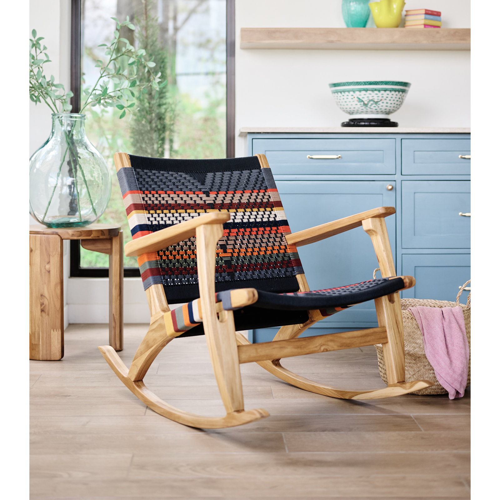Masaya Rocking Chair, Natural, San Geronimo Pattern