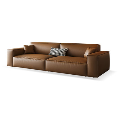 Brown Genuine Leather Modular Sofa