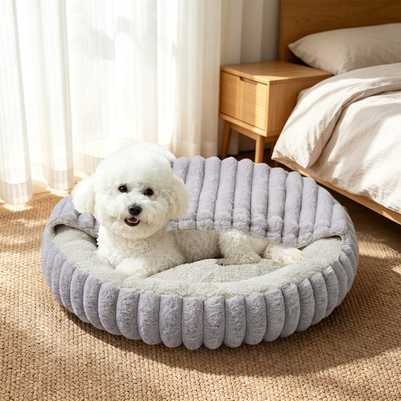Bird Net Pet Kennel High Grams Straight Strip Rabbits Plushs Pet Pad Long Hair Round Cats Kennel Winter Warm Dog Bed Kennel