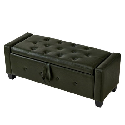 48" Ottoman Bench With Storage, Bench For Bedroom,Living Room,Hallway, Upholstered Tufted Faux Leather Pu Ottoman