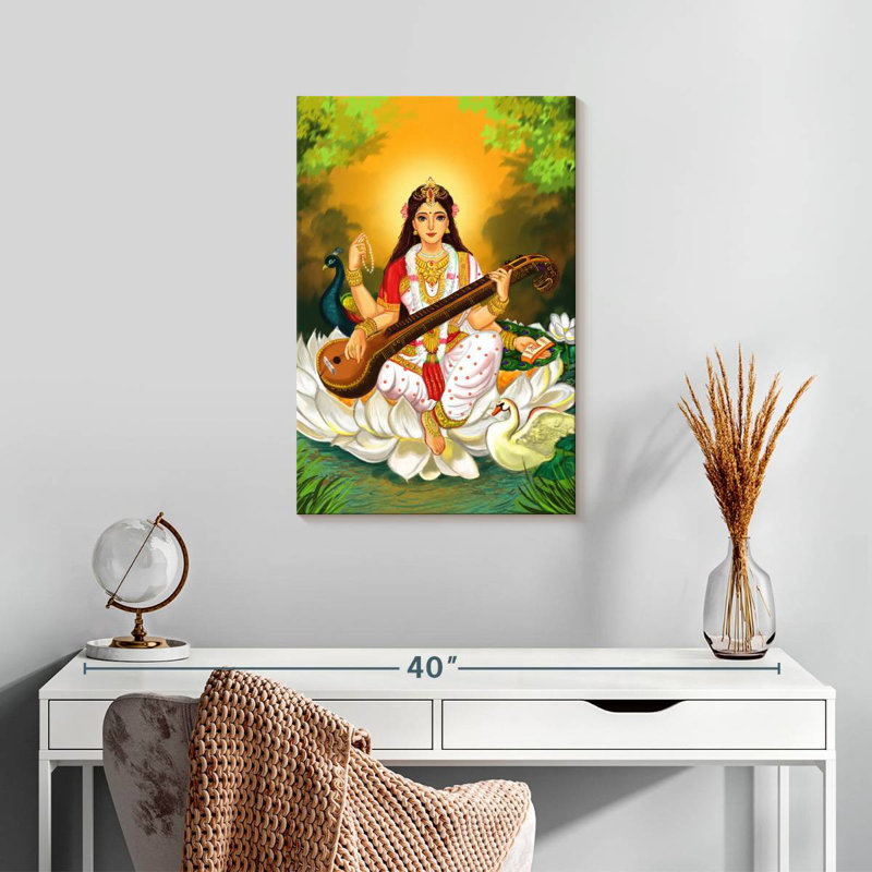 Adella Saraswati jouant de la musique, H 24 po x l 16 po