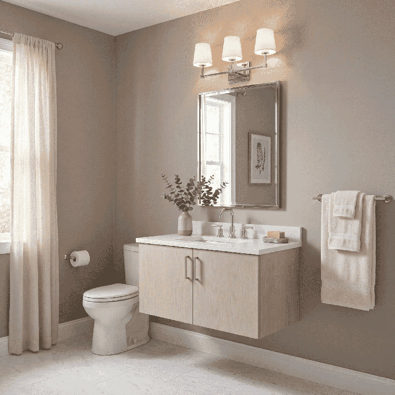 3-Light Dimmable Nickel Vanity Light