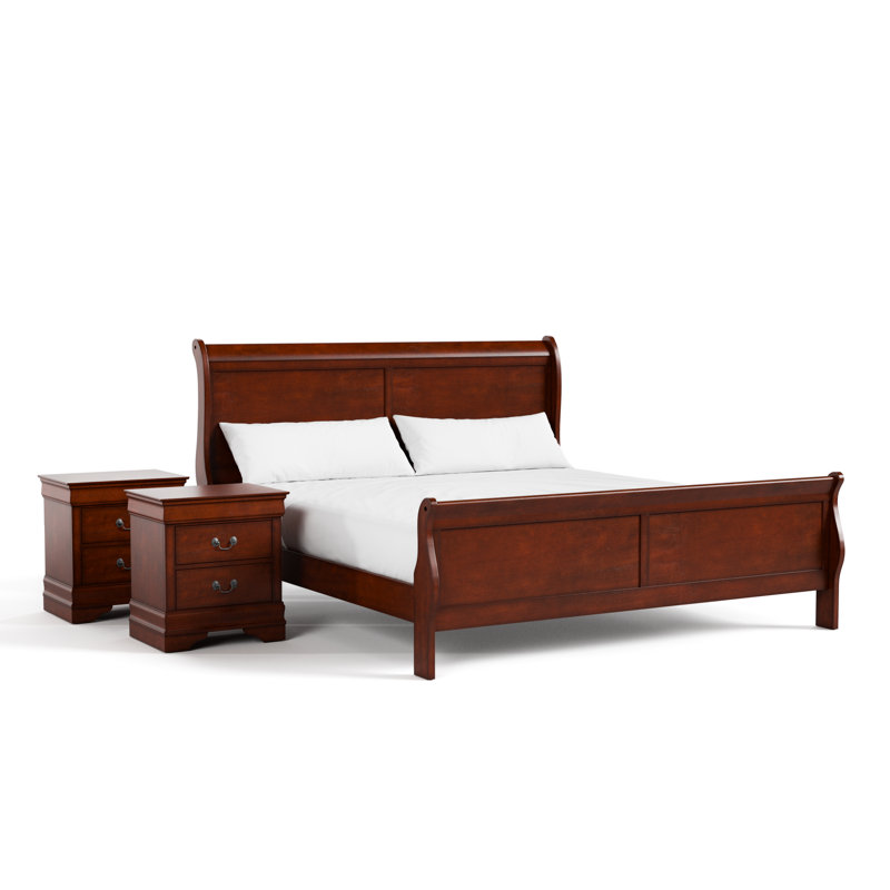 Ensemble de chambre à coucher Aberdeen, Brun, 3 Pcs: Bed, 2 Nightstands, Simple