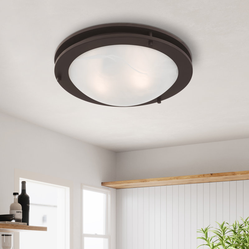 Plafonnier encastré 2 lumières Adrielle, Bronze, H 4 po x l 13 po x P 13 po