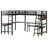 Metal Loft Bed with LED Lighting, Dual Desks, Storage Shelves & 2 Charging Stations