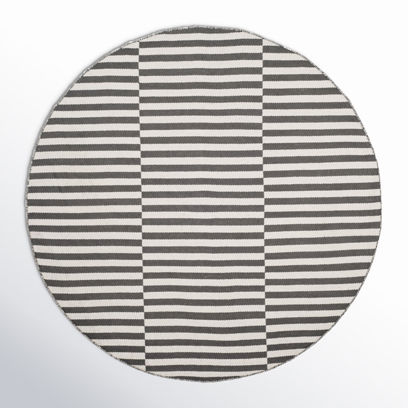 Tapis ivoire / gris en coton Ilona, Rond 6 pi