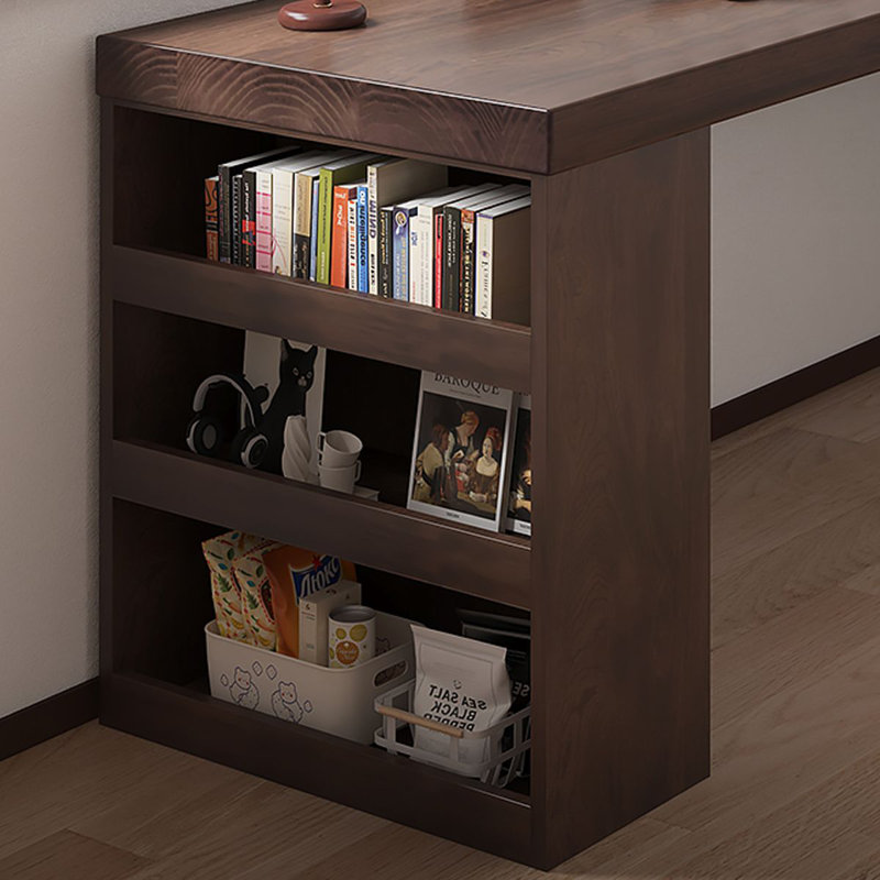 Bureau d'écriture en L en bois massif noisette, bureau, H 29,53 po x l 62,99 po x P 55,12 po, Right Hand Return