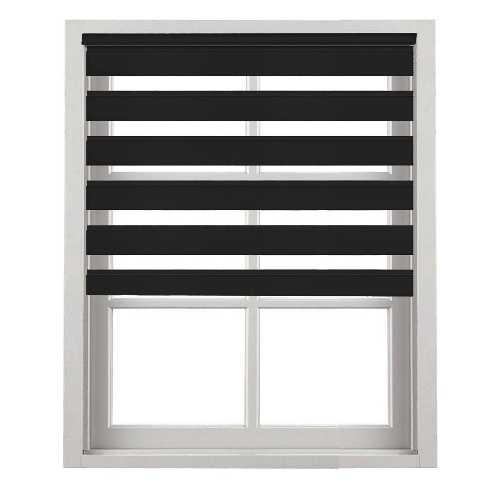 Dual Layer Day & Night Zebra Roller Blinds – Light Filtering Privacy Shades, Modern Window Treatment, Polyester Sheer & Solid Stripes for Living Room,