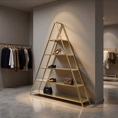 Gold Iron Pyramid Display Shelf