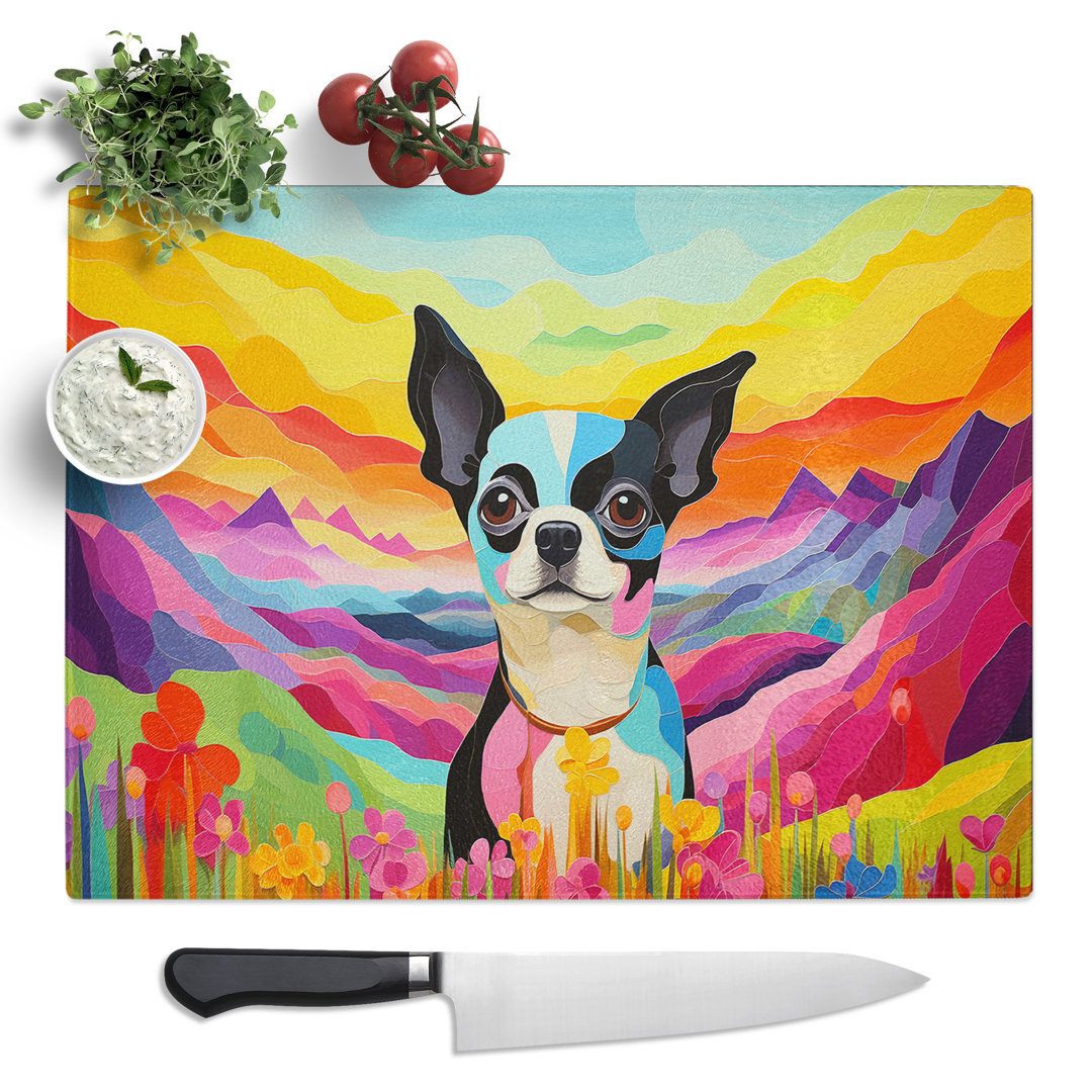 Chihuahua Colour Field No.2  Glass Chopping Board