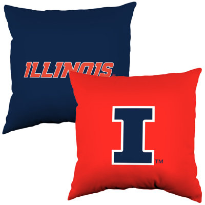 Coussin décoratif Fighting Illini 16 po x 16 po - 2 couleurs, logo unique des deux côtés