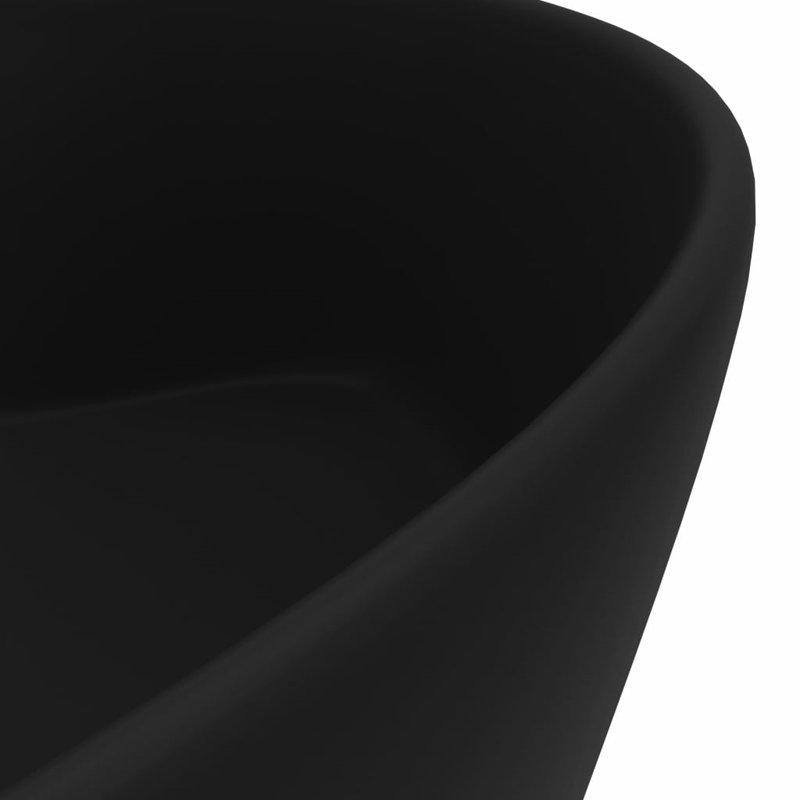 Belfry Bathroom Mccree 360mm L x 360mm W Ceramic Circular Sink with Overflow, Black