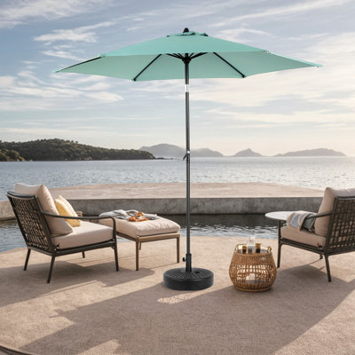 Parasol de table d'extérieur 9 pi avec parasol inclinable et manivelle (base non incluse)