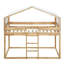 Lit superposé simple au-dessus d'un lit simple en bois avec tente-697996829