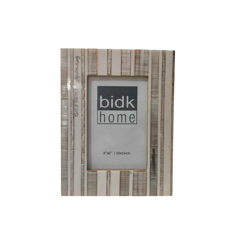 White & Light Grey Resin Picture Frame, 4" W x 6" H