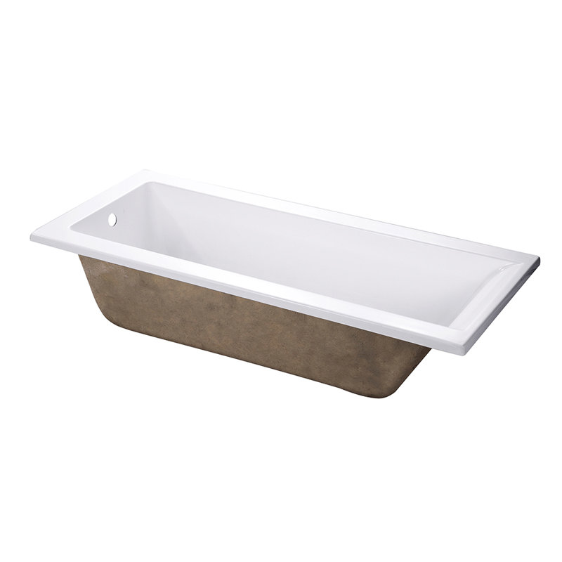 Kingston Brass Aqua Eden 67-Inch Acrylic Rectangular Drop-In Tub with Drain, Left