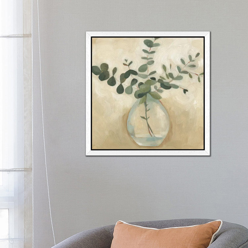 Greenery Still Life III by Emma Scarvey - Painting on Canvas, 66.04 cm H x 66.04 cm W, White Framed
