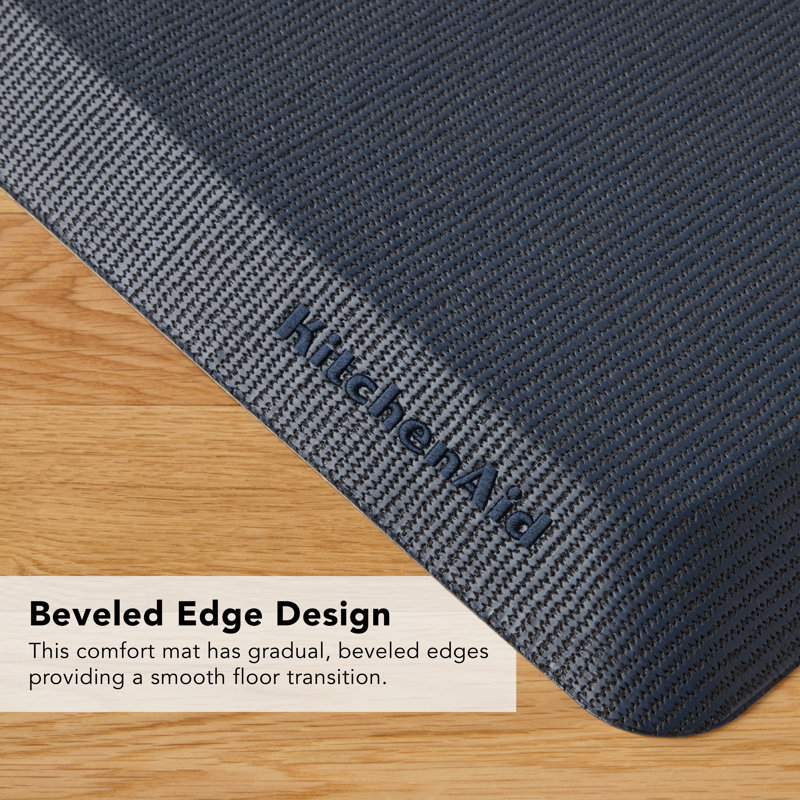 KitchenAid Gourmet Series Kitchen Comfort Gel Mat Solid Basketweave Ink Blue 20"x39", Ink Blue