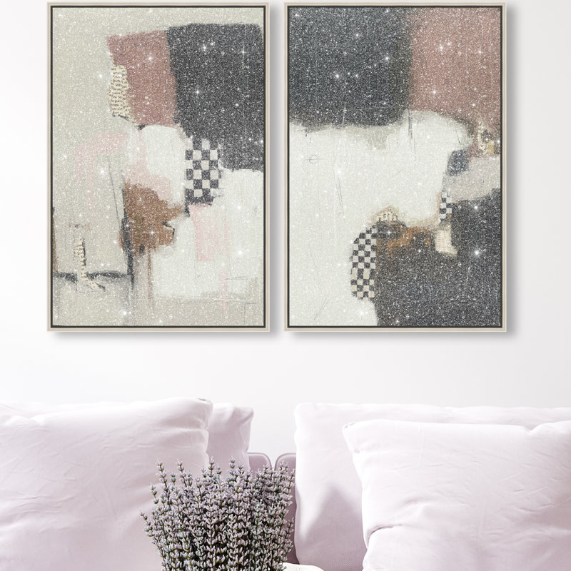 Longing Set Abstract Canvas Print by Oliver Gal, Black Frame, 10 x 15, 17"H x 25"W, Silver Floater Frame