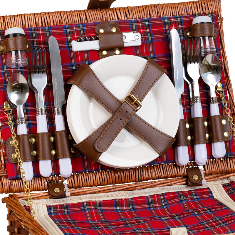 BROWN PICNIC BASKET 4 SERVES, Brown