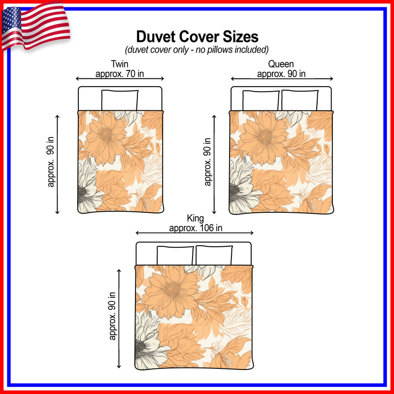 Housses de couette orange et beige, Grand lit
