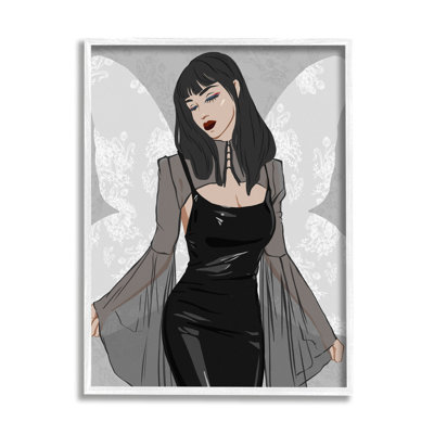 «Goth Fashion Girl Botanical Pattern» par Sally Swatland - impression
