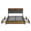 Structure de lit, tête de lit avec station de charge et 4 tiroirs de rangement, lumières DEL,-576863744