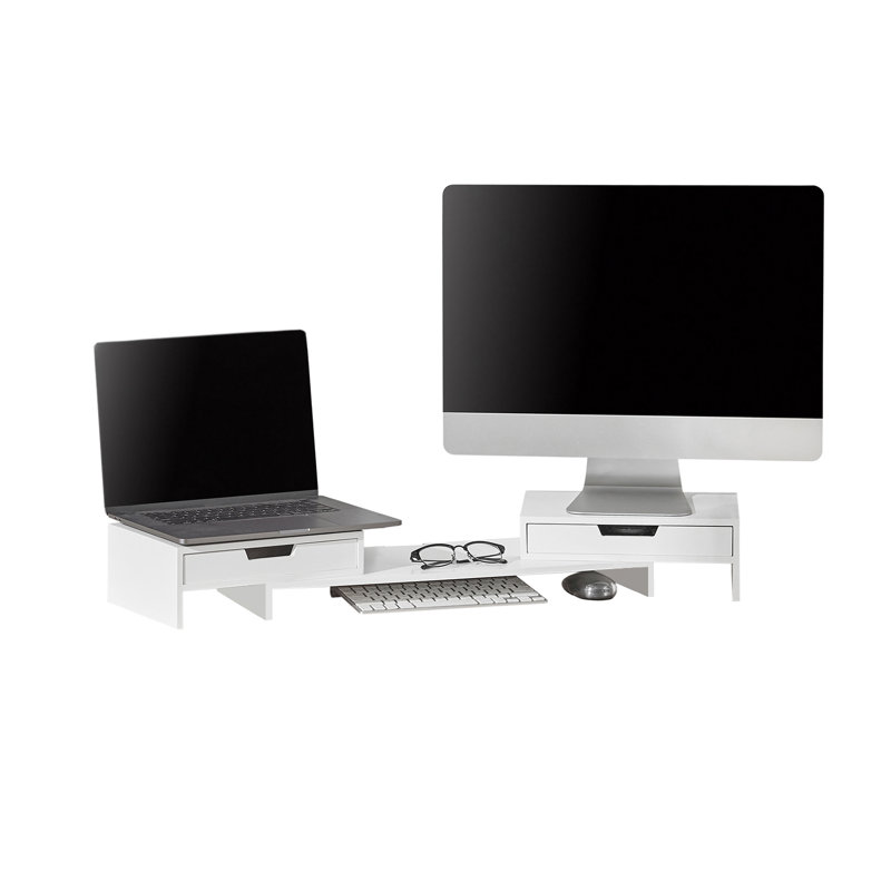 Primavera Wood Monitor Stand, White