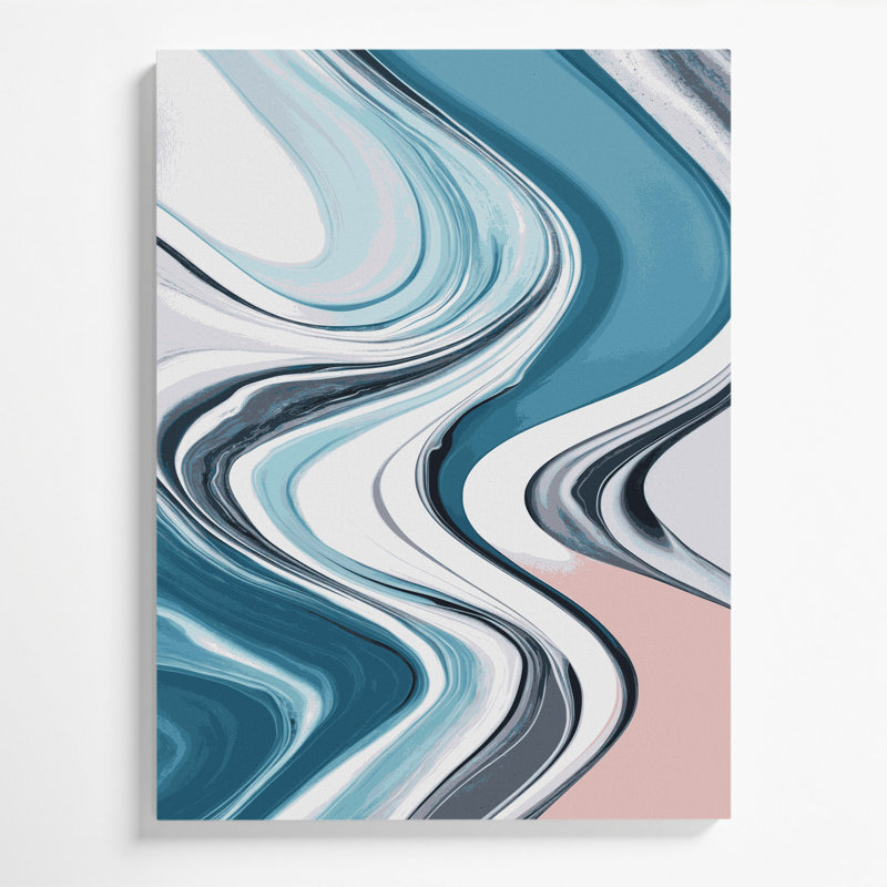 Abstrait art fluide sur toile grise 69, H 14 po x l 11 po