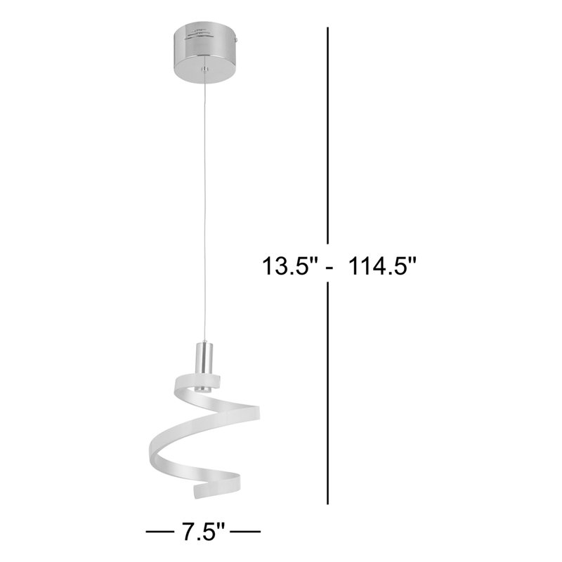 Luminaire suspendu géométrique unique à 1 lumière Dormer, Argenté mat
