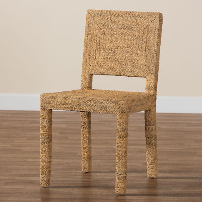 Battistini Bali & Pari Anfield Modern Bohemian Natural Seagrass And Mahogany Wood Dining Chair
