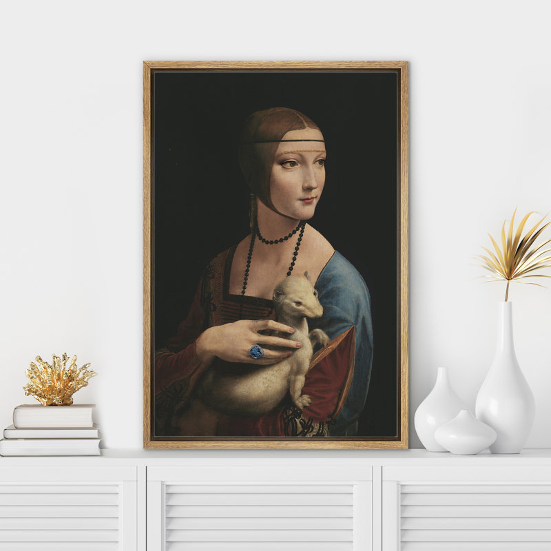 «Lady Ermine Classic Portrait», H 36 po x l 24 po, Cadre naturel flottant