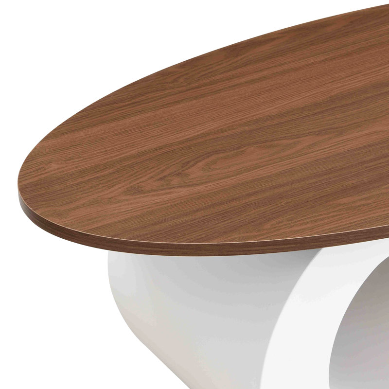 2 tables gigognes ovales et rondes blanches pour l'espace de vie, table basse de 47,24 po, cadre latéral à haute résistance de 19,69 po, patins à gratter