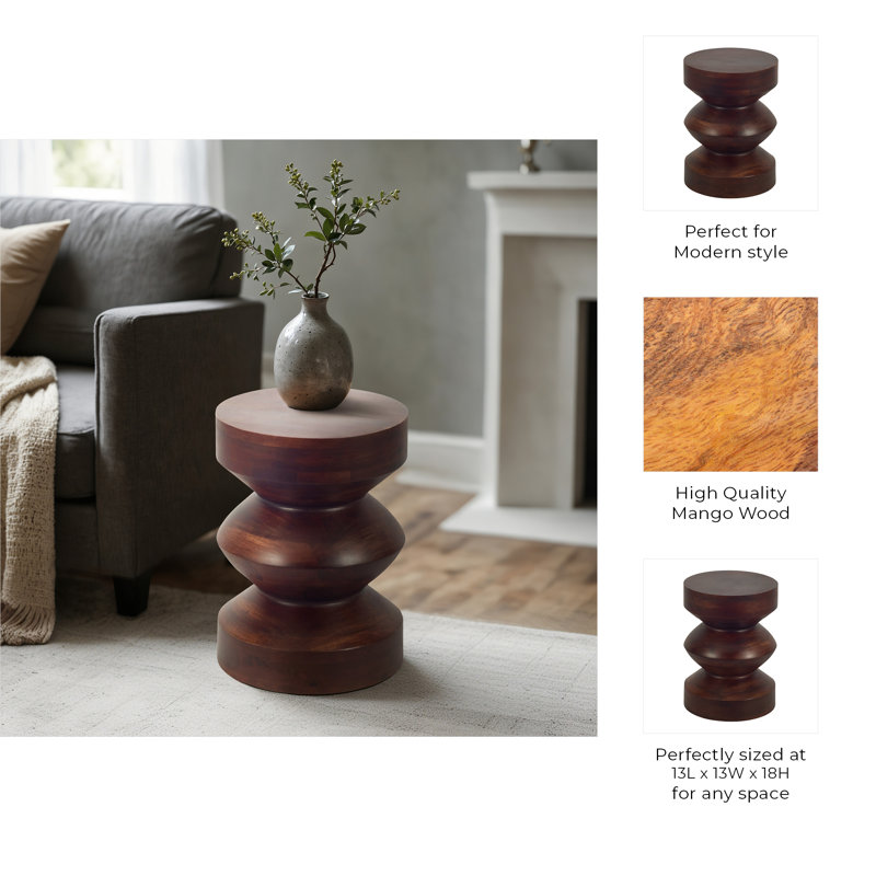 Maberley 18'' Tall Solid Wood Pedestal End Table