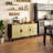 Sideboard Buffet Cabinet, Kitchen Cabinet, Coffee Bar Cabinet with 3 Rattan Doors-395127981