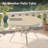 Outdoor Round Patio Dining Table For 6-7, All Weather Metal Dining Table With Umbrella Hole For Deck Lawn Garden Backyard, Sandstone Color
